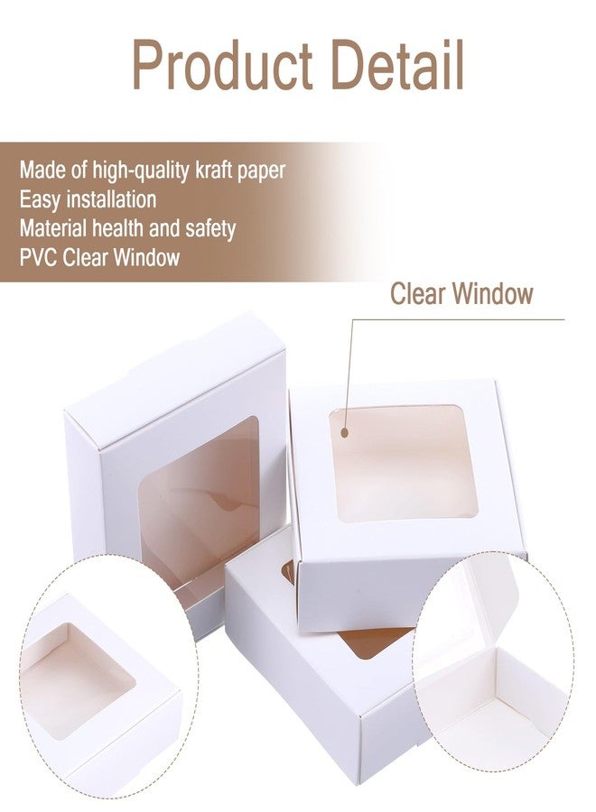 AojSup 60 Pcs White Cookie Boxes With Window 4.3 x 4.1 x 1.2 Inch Candy Packaging, Small Gift Boxes, Soap holder, Mini Treat Packaging for Bakery Chocolate Jewelry Display(White) - Image 3